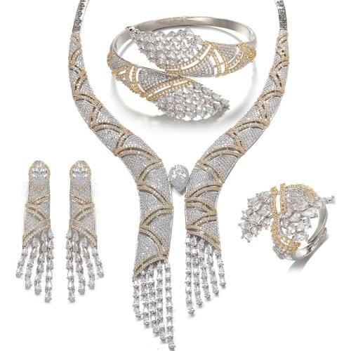TIRIM Snake Nigeria Party Trendy Necklace Set for Women Full Micro Paved Cubic Zirconia 4Pcs Sets Decorated Jewelry Wedding