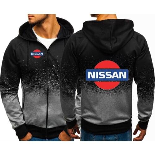 Unisex NISSAN Print Punk Harajuku Gradient Hoodies Men Gradient Sweatshirts Man Jacket Zipper Punk Clothes