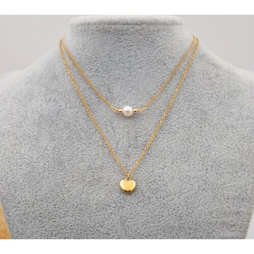 Quality Punk Nature Pearl Pendant Necklaces for Women 14KGF Link Chain Layer Necklace Lasso Lariat Curb Cuban Collars Jewelry