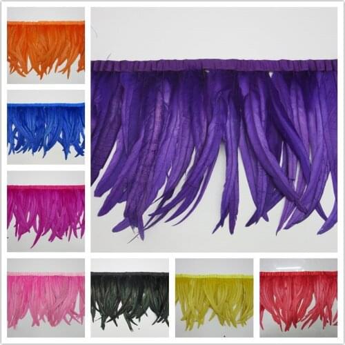 High Quality 10Yard/lot Rooster Tail Feathers Trimming Fringe For Wedding Craft Dress Clothing DIY Plumas