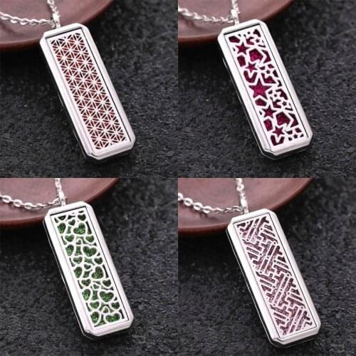 2019 Aromatherapy Jewelry Rectangle Stainless Steel Magnetic Pendant Perfume Essential Oil Locket Necklace Fashion Accessories