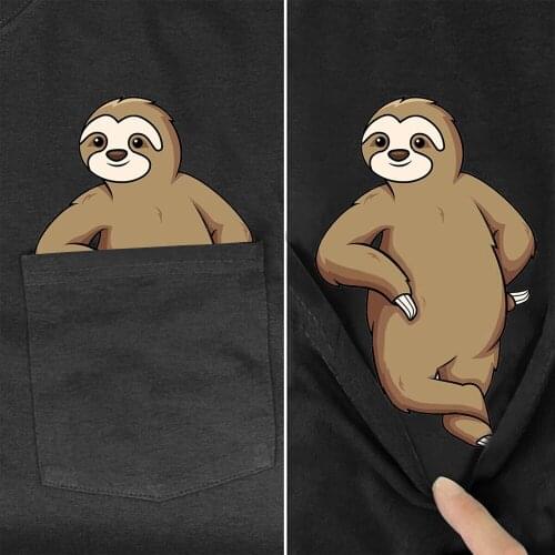 CLOOCL Funny Cotton T-Shirt Pocket Cute Sloth 3D Printed TShirt Casual Tees Hip Hop Short Sleeve Black Cotton Tops Drop Shipping