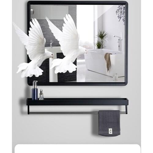 Bath Mirror Wall Hanging Free Punching Bathroom Wall Glass Makeup Toilet Mirror Wall Mirror Bathroom Accessories DecorationLD130