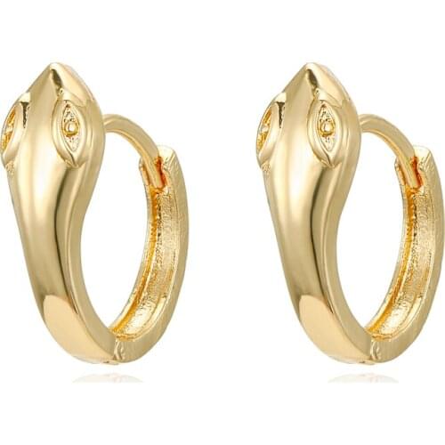 Dayoff European Gold Silver Color Cute Snake Huggies Hoop Earrings Punk Animal Mini Round Earrings For Women Jewelry E737
