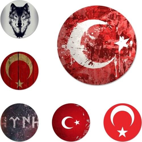 Flag of Turkey Wolf Icons Pins Badge Decoration Brooches Metal Badges For Clothes Backpack Decoration 58mm