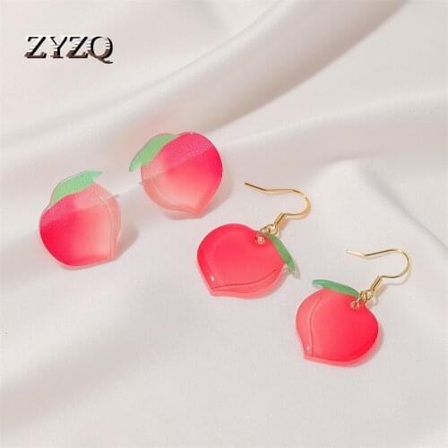 ZYZQ Japanese Summer Sweet and Refreshing Peach Earrings Acrylic Peach Earrings Girls Fruit Accessories