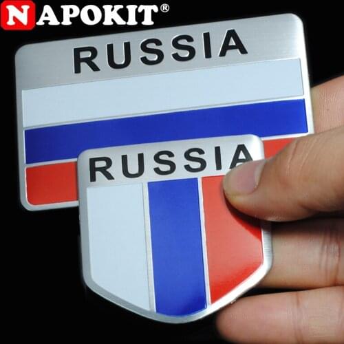 2pcs/lot 3D Aluminum Russia Flag Car Badge Emblem Accessories Stickers for VW Audi Lada chevrolet honda toyota mazda Car Styling