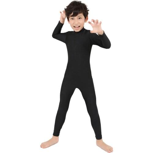 2018 free shipping black Bodysuit foot and hand free version Spandex Lycra Zentai Suit Black Tight Suits Pure Color Halloween