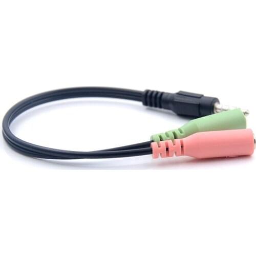 22cm One Point Two Audio Cable Mobile Phone Live 3.5mm Headphone Cable Aux Headset Two In One Adapter Cable