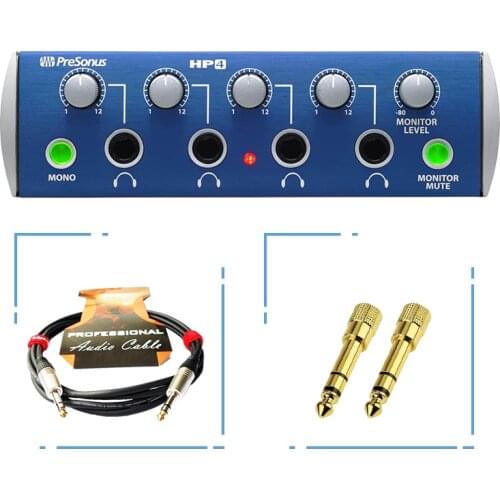 PreSonus HP4 4-way headphone splitter, professional studio headphone amplifier. Signal to noise ratio: >95dB