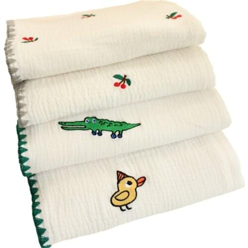 4 Layers Embroidered Stars Muslin Cotton Baby Blanket Fluffy Summer Baby Swaddle Newborn Bath Towel Infant Receiving Blanket