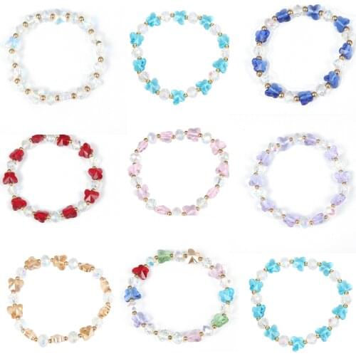 8 Colors Colorful AB Butterfly Crystal Beaded Bracelets Fashion Sweet Temperament Women Bracelet Charms Jewelry Making Gifts