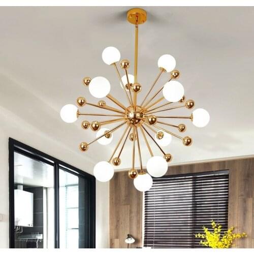 Nordic Dandelion chandelier led gold chandelier Lamp Kitchen Restaurant Dining glass bubble chandelier Gold sputnik lamp