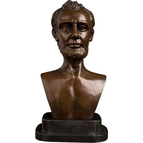 ArtsHom DS-664 Famous Lin coln President Sculpture Bronze Man Bust Bronze Statue Figurine Souvenirs Collectibles Decoration