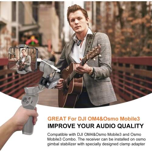 Wireless Lavalier Microphone Kit for DJI OM 4 OSMO Mobile3 ZhiYun Handheld Stabilizer for Smartphone Vlogging Filming