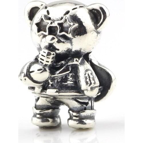 Lovely Singing Bear Charm Beads Silver 925 Original Beads Fit Original Bracelet Jewelry Bead for Jewelry Making Bead Pendants