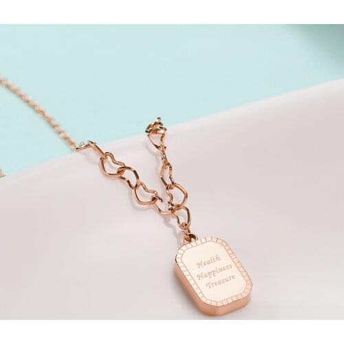 316L Stainless Steel Letter Square Pendant Charms Heart Chain Choker Necklace For Women Fashion Fine Jewelry Party Gifts SAN567