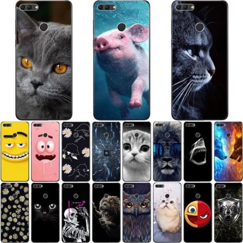 For HUAWEI Y9 2018 Case Wolf Silicon TPU Fundas for Huawei Y9 2018 Cat Animal Shell Bag Housing Phone Cases