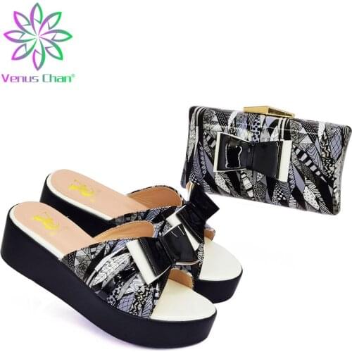 Black 2021 Hot Sell African Style Sandals With Matching Bag Set For Wedding Fashion Elegant Woman High Heel Shoes And Bag Set