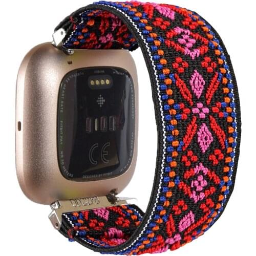 Bohemia Elastic Nylon Loop Band for Fitbit Versa/Versa 2/Versa Lite Watch Bracelet