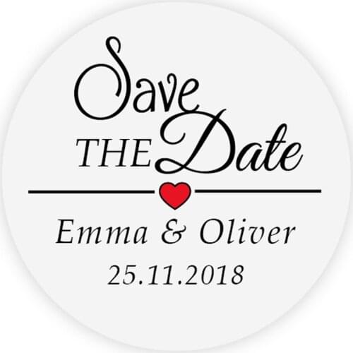 DouxArt 100 Pieces Custom Personalized, Wedding Stickers - Save the Date, 40mm Colorful Wedding Party Communion Labels P088