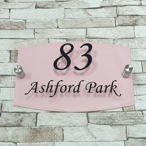 Customized Acrylic Pink Modern House Sign Door Number Address Sign Contemporary