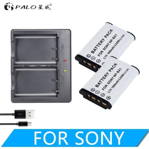 PALO NP-BX1 battery Pack NP BX1 NPBX1+Dual bateria charger For Sony NP-BX1 HDR-AS200v AS15 AS100V DSC-RX100 X1000V WX350 RX1