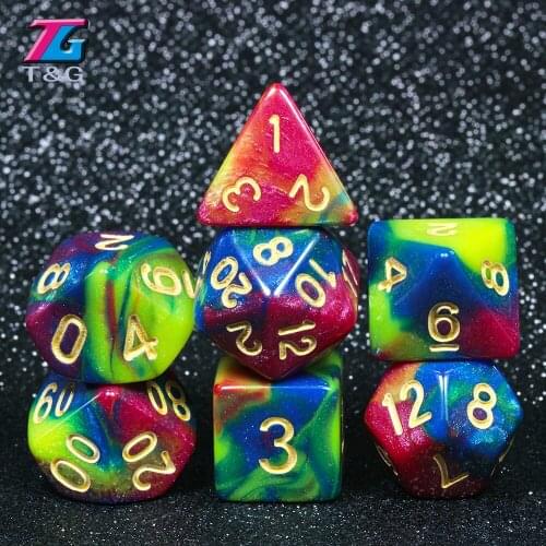 COOL Colourful Imitation Liquid Oil Painting Dice Set TRPG Games for DnD Opaque D4-D20 Multi Sides BoardGame