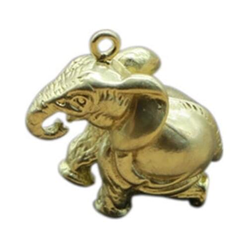 ZOCDOU 1 Piece Pure Brass Creative Personality Elephant Car Key Pendant Auspicious Wishful Keychain Ornaments