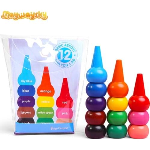 Maywaysky 12 Colors Non Toxic Toddlers Crayons Palm-Grip Finger Paint For Kid Children