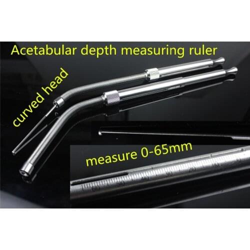 Medical orthopedic instrument Acetabular depth measuring ruler hip joint substitution Depth measuring device curved 0-65mm