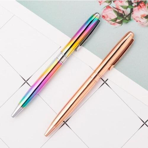 Rainbow Rose Gold Metal Ballpoint Pen Student Teacher Writing Gift Advertising Signature Business Pen Office Supplies SN3112