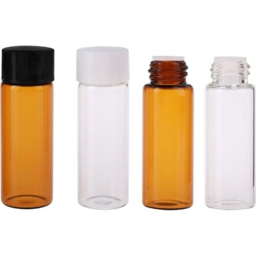 Essential Oil Refillable Bottle Glass Mini 5ML Cosmetic Container Plastic Cap Empty Essential Oil Vial Plug with Hole 50 pcs/lot