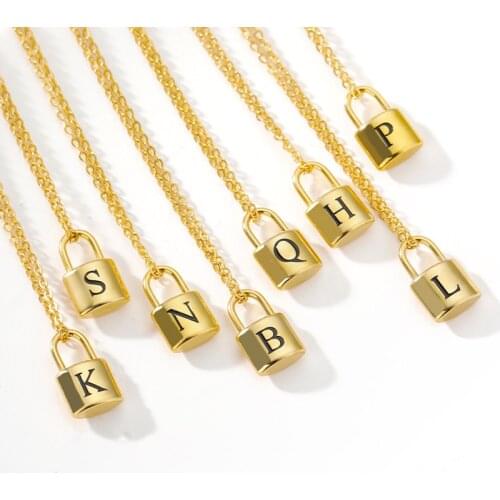 Initial Letter Necklace for Her A-Z Capital Letter Old English Chain Necklace Gold Stainless Steel Necklace for Women