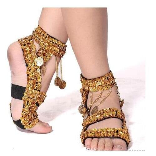 Belly Dance Crystal Hanging Coins Shoes Belly Dancing Shoes Show Shoes Wear Stage Red Rose Silver Purple Dance Wear Costume