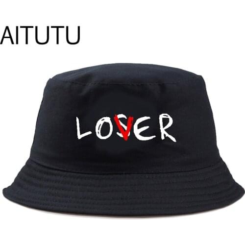 Unisex Bucket Hat Men LOVER LOSER Letter print Women Fishing Fisherman bucket Hats Summer Outdoor Panama Bob Hip Hop Sun Cap