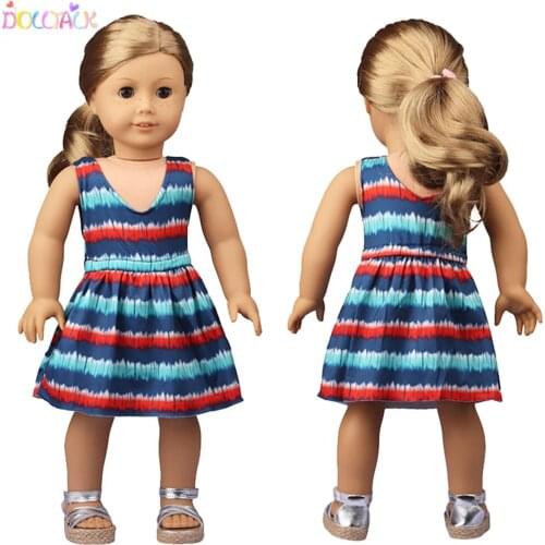 17 Inches American Doll Stripe Dress Slim Waist Shaping Skirt For 43cm New Born Russia Our Generation DIY Dolls