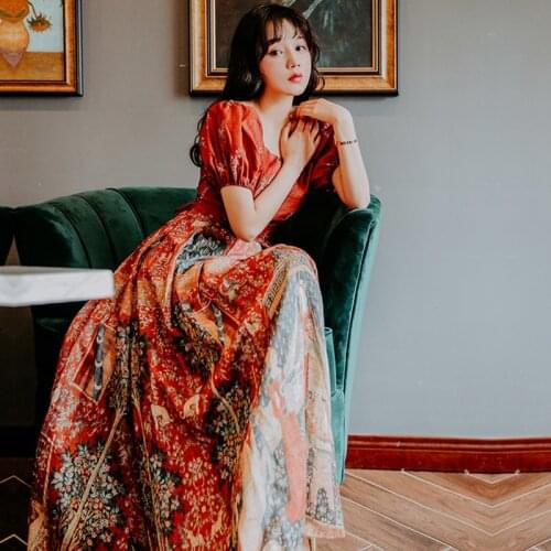 Spring Women Vintage Dress Sexy Slash Neck Short Sleeve Backless Floral Print Dresses Woman Beach Party Vestidos Verano 2021