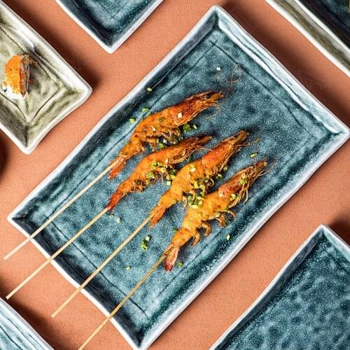 Underglaze Ceramic Plates Japanese-style Porcelain Sushi Sashimi Barbecue Dishes Dinner Plate Tableware Home Decoration Modern