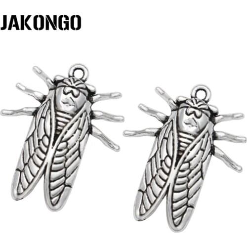 20PCS Antique Silver Plated Cicada Charms Pendants for Jewelry Making Bracelet DIY Findings 28x22mm