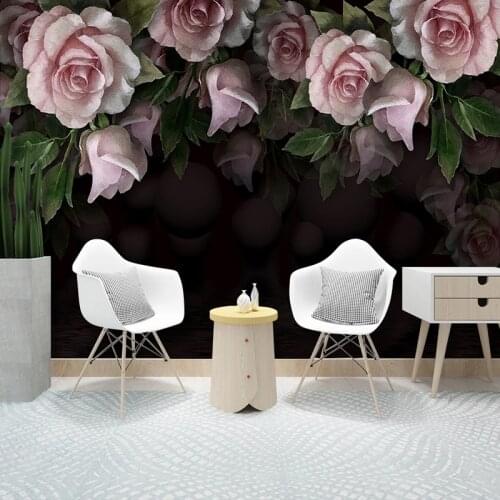 Custom 3D Photo Wallpaper Wall Murals Romantic Fashion Peony Rose Flower Mural Modern Living Room Sofa Decoration Wall Painting
