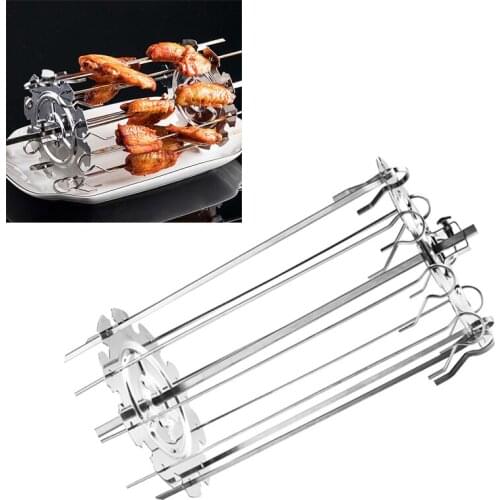 Portable 10 Fork BBQ Steel Metal Roaster Rotisserie Skewers Oven Kebab Maker Grill Barbecue Supplies without Connecting Rod