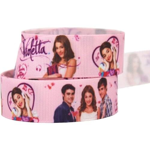 [IuBuFiGo ribbon] 50Y 1" Violetta Printed Grosgrain ribbon 25mm tape For hair bow DIY handmade X5011 Free shipping