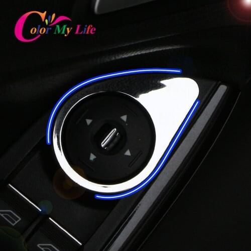 Color My Life ABS Chrome Rearview Mirror Adjustment Knob Panel Cover Trim for Ford Focus 3 4 MK3 MK4 2012 - 2018 Accessories
