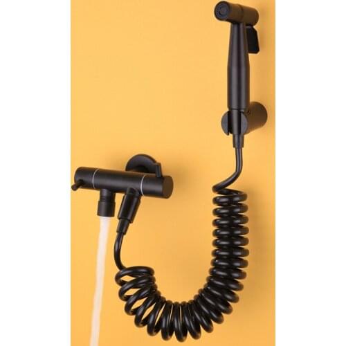 Matte Black Bidet Shower Faucet Handheld Toilet Bidet Sprayer 304 Stainless Steel Bathroom Shattaf Valve Jet Set for Woman