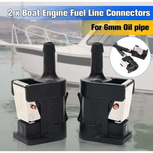 2Pcs for Yamaha Outboard Motor Engine Fuel Line Tank Connector 6mm Hose Black Plastic Arrow Marked On Body 2.1x3.3x6.1cm