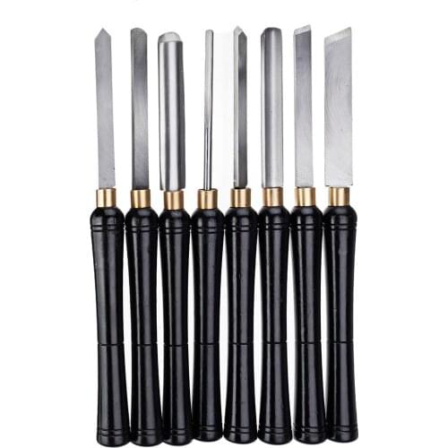 Lathe Chisel Wood Turning Tool High Speed Steel with Wood Handle Woodworking Tool Total Length 405mm 8 Types