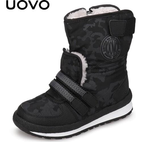 UOVO 2020 New Kids Winter Boots For Boys And Girls Warm Winter Shoes Fashion Mid-Calf Childrens Footwear Size 30#-38