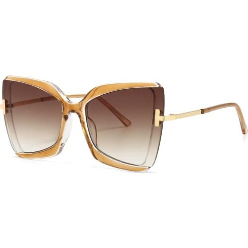 Veshion Butterfly Sunglasses Women Retro Brown Green 2021 Summer Ladies Big Sun Glasses Cat Eye Uv400 Beach Style