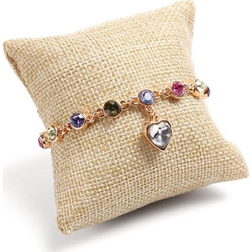 Yellow Small Pillow Cushion Bracelet Bangle Wrist Watch Jewelry Display Holder Showcase